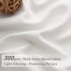 Beige White Linen Extra Wide Sheer Curtains 70 x 90 Inches Long 2 Panels Set - Image 2
