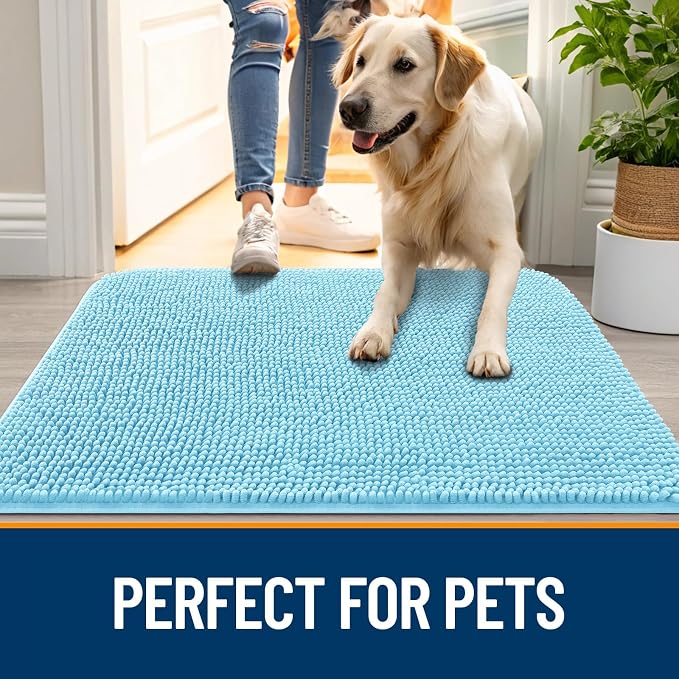 OLANLY Dog Door Mat for Muddy Paws 30x17, Super Absorbent Chenille Mud Mat | - Image 6