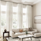 Cream Linen Curtains 140 Inches Long 2 Panels Set - Image 7