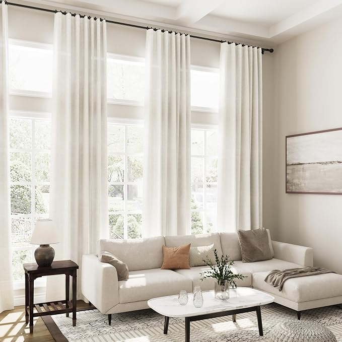 Cream Linen Curtains 114 Inches Long - Image 7