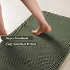 RESARE Waffle Bathroom Runner Rugs, Non Slip Boho Bath Mat 24"x48" Green | Long - Image 3