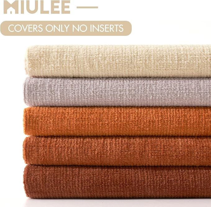 MIULEE Fall Orange Chenille Couch Euro Throw Pillow Covers, 22x22 | Set of 2 - Image 6