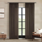 Dark Chocolate 84 Inch Pinch Pleated Semi Sheer Linen Curtains 2 Panels | by Twodrapes