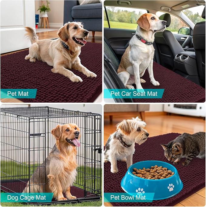 OLANLY Dog Door Mat for Muddy Paws 54x24, Super Absorbent Chenille Mud Mat | - Image 7