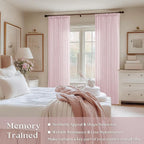 Light Pink Linen Pinch Pleat Curtains 108 Inch Length 2 Panels Set 40x108 | - Image 2
