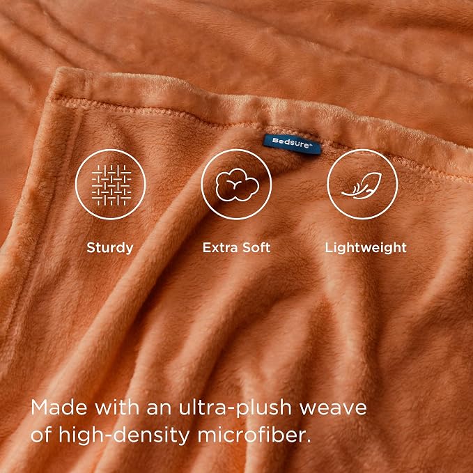 Bedsure GentleSoft Orange Fleece Throw Blanket - Image 3