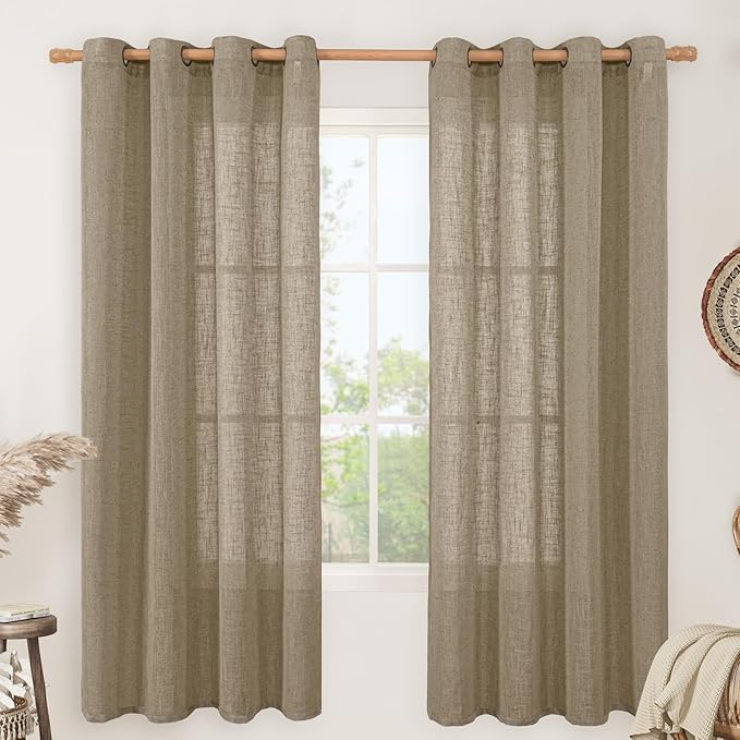 Taupe Linen Curtains 72 Inch Length by LAMIT