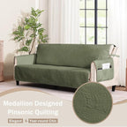 Olive Green Loveseat Covers for 2 Cushion Couch, Water-Repellent Slip Covers - Image 8