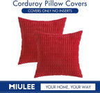 MIULEE Corduroy Decorative Throw Pillow Covers 18x18 Red Pack of 2 | Soft Boho - Image 6