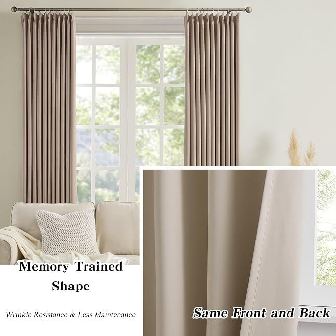 Pinch Pleated Window Curtain Panels 84 Inches Long Light Blocking Solid Ceiling - Image 6