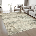 5x8 Area Rug Living Room: Modern Washable Soft Carpet Ash Brown | - Image 2