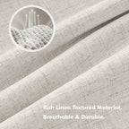 MIULEE 100% Blackout Linen Curtains 42 x 72 Inch Cream White 2 Panels | Thermal - Image 3