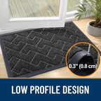 OLANLY Front Door Mat Outside 71x23, All-Season Absorbent Rubber Doormat | Black - Image 4