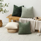 MIULEE Soft Decorative Chenille Euro Pillow Covers Green 22x22 Pack of 4 | - Image 4