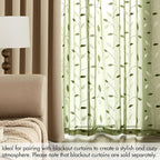 MIULEE Sage Green Sheer Curtains 2 Panels Leaf Patterned, W52 x L54 | - Image 7