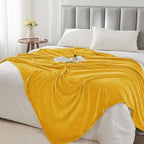 BEDELITE Fleece Blanket Soft Plush Queen Size Bed Blanket Yellow 90"x90" | - Image 5