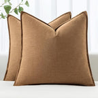 MIULEE Decorative Linen Euro Sham Pillow Covers 24x24 Brown | Boho Farmhouse​ by MIULEE