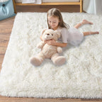 Pionblank Fluffy Area Rug for Bedroom 4x6, Indoor Plush Carpet, Cream White | - Image 7