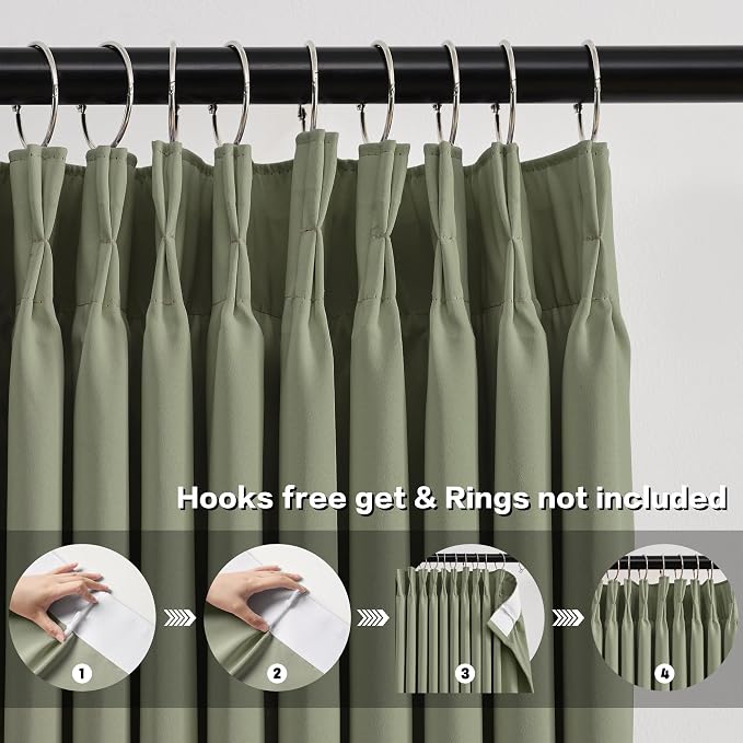 90 Inch Light Sage Green Eucalyptus Color Blakcout Curtains - Image 2