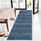 Lahome Moroccan Blue Runner Rug 2x6 Rug Non-Slip Stain Resistant Kitchen Rug by Lahome