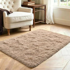 2x3 Beige Fluffy Soft Area Rug Non-Slip - Image 3