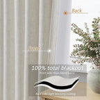 Boho 100% Blackout Linen Curtains 84 Inch Long 2 Panels Set - Image 4