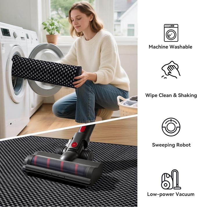 Kitchen Runner Rug Mat Non Slip Hallway Runner Washable Black 2x6 ft | Boho - Image 7