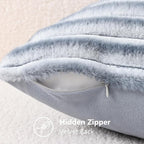 decorUhome Fall Faux Fur Throw Pillow Covers 22x22 Set of 2 Grey White | - Image 8