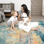 3x10 Washable Runner Rug：Modern Abstract Soft Carpet Rosy Haze | - Image 2