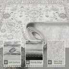 Grey Area Rug 6x9 for Living Room Bedroom | Ultra-Thin; Easy Clean; Non Slip; - Image 4