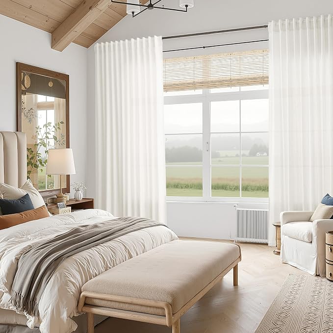 Neutral Linen Curtains 84 Inch Length 2 Panels Set - Image 8