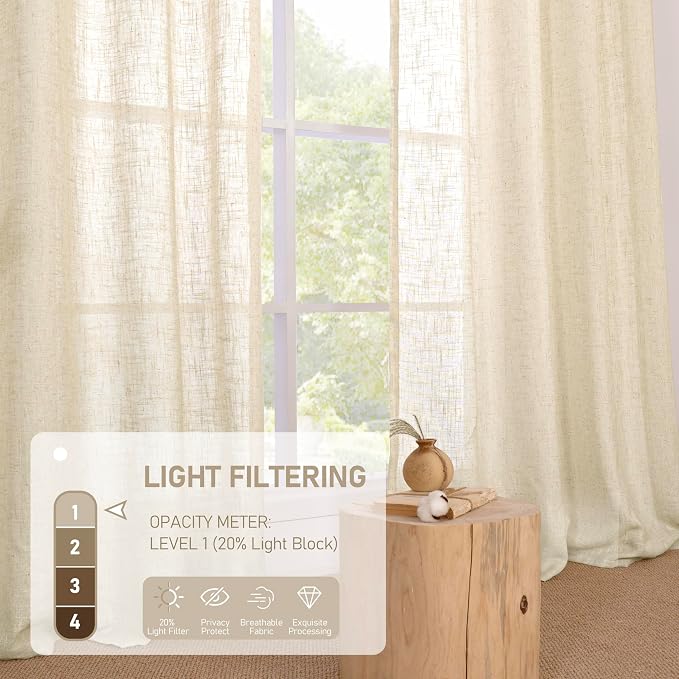 Beige Linen Curtains 84 Inches Long - Image 4