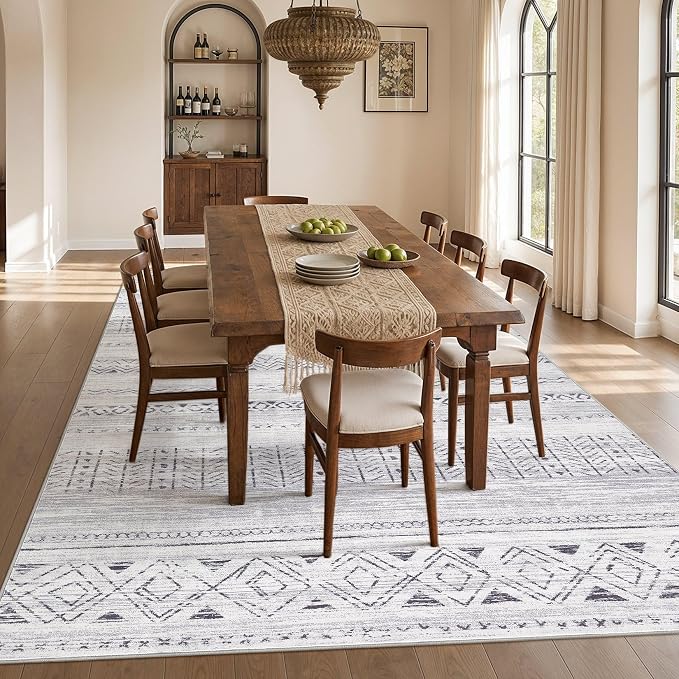 cotiled 6x9 Area Rugs for Living Room: Boho Washable Rug for Dining Room | - Image 7