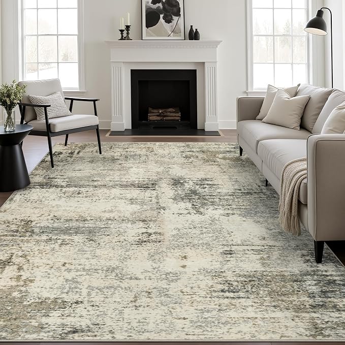 6x9 Area Rug Living Room: Modern Washable Soft Carpet Ash Brown | by FXRHLP