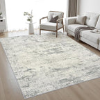 5x8 Area Rug Living Room: Modern Washable Indoor Soft Carpet Gray | - Image 2