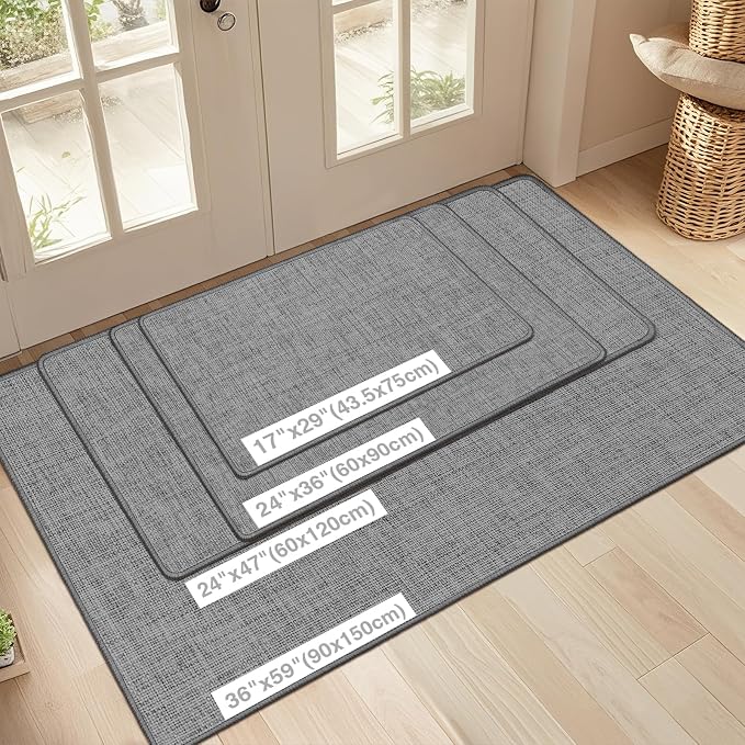 Ultra Thin Indoor Door Mat 17"x29", Large Non Slip Doormats, Rubber Backing - Image 2