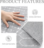 Lahome Moroccan Round Washable Rug 3Ft Small Circle Soft Non-Slip Grey Bathroom - Image 5