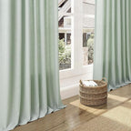Aqua Green Linen Curtains 52x72 Inch 2 Panels | Semi Sheer Light Filtering - Image 6