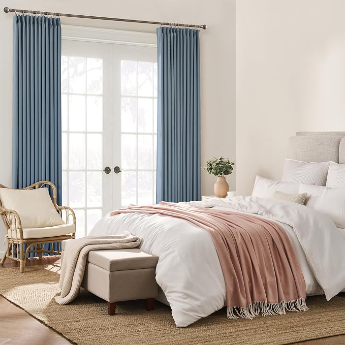 2 PCs Dusty Blue Pleat Wide Drapes - Image 4