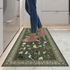 Dark Green Floral Hallway Runner Rug 2x6 - Image 3