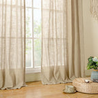 Brown Linen Cafe Curtains 30 Inch Length - Image 9