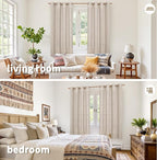 YoungsTex 68 Inch Length Linen Semi Sheer Curtains 2 Panels - Image 2
