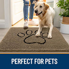 OLANLY Dog Door Mat for Muddy Paws 59x35, Paw Print Design Chenille Mud Mat | - Image 6