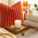 decorUhome Fall Faux Fur Throw Pillow Covers 22x22 Set of 2 Rust | Decorative - Image 8
