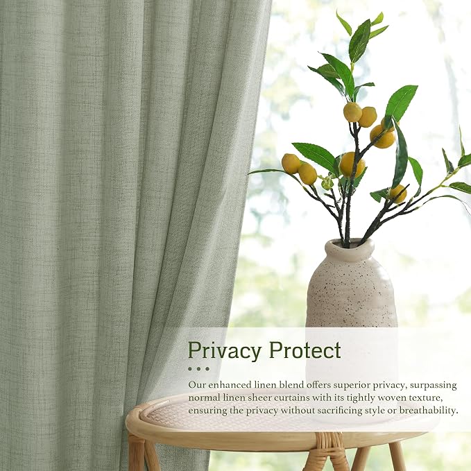 RYB HOME Sheer Curtains 102 inches, Extra Long Floor to Ceiling Curtains | Half - Image 5