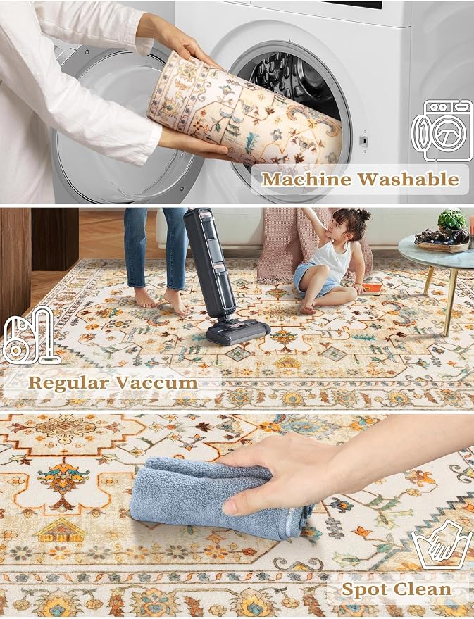 SERISSA 2x5 Washable Non Slip Boho Runner Rug - Image 2