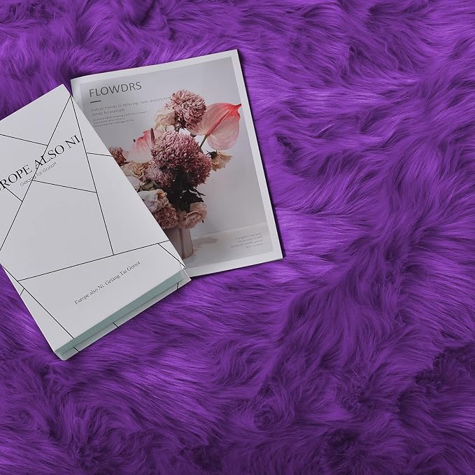 Goolela Purple Area Rug 5x8 Fluffy Fuzzy Furry Carpet - Image 7