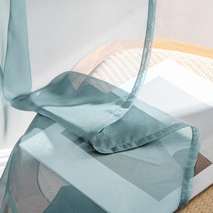 MIULEE Dusty Blue Sheer Curtains 96 Inches Long 4 Panels 42 x 96 Inches | Light - Image 7
