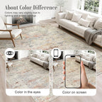 5x7 Area Rug Living Room: Modern Washable Indoor Soft Carpet Taupe | - Image 5