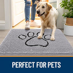 OLANLY Dog Door Mat for Muddy Paws 36x24, Paw Print Design Chenille Mud Mat | - Image 6